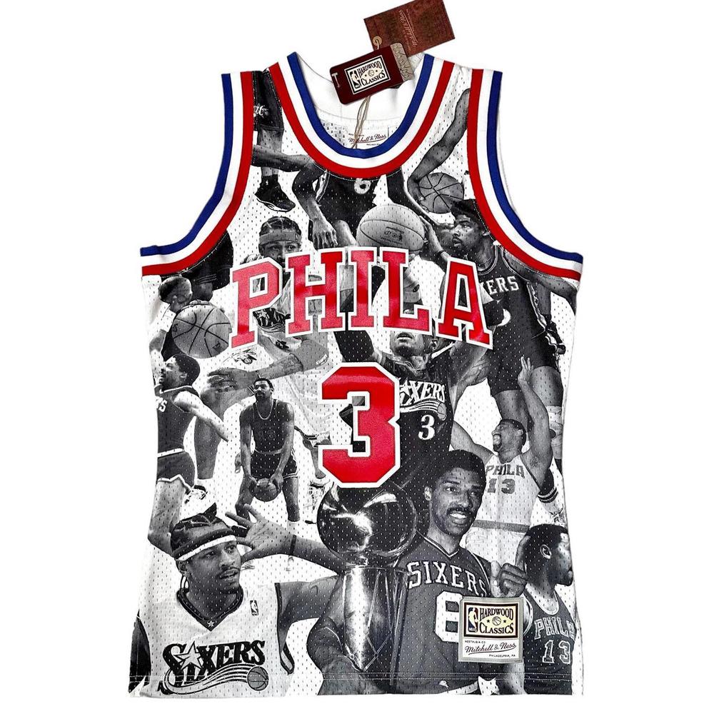 NWT Lapstone Mitchell & Ness Icon Collage NBA 76ers Jersey Men's M